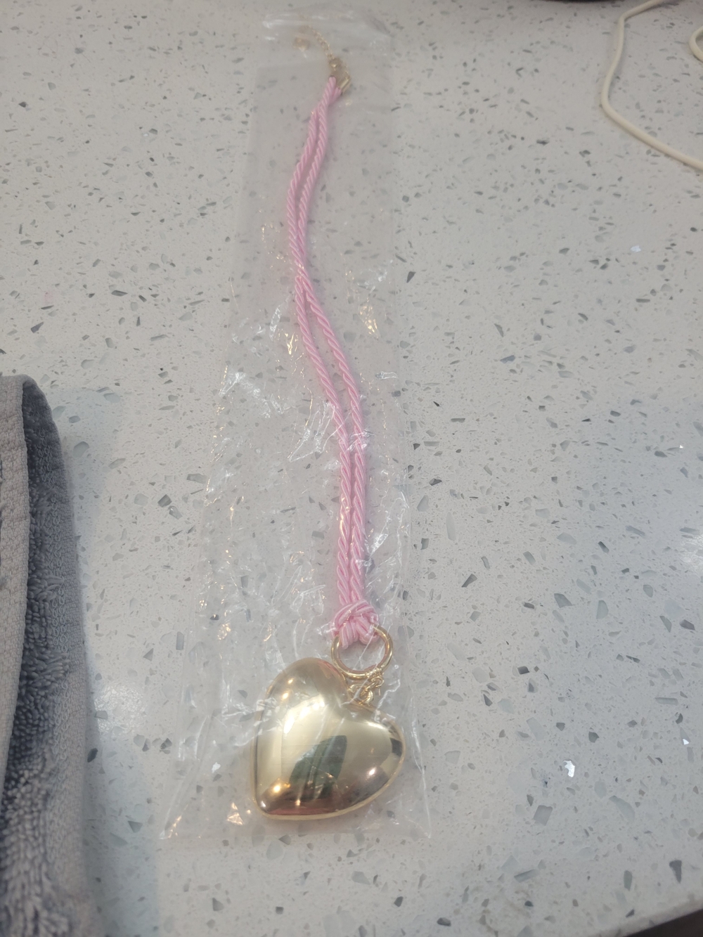 Park Lane Gold Heart Pendant Necklace with Pink Cord